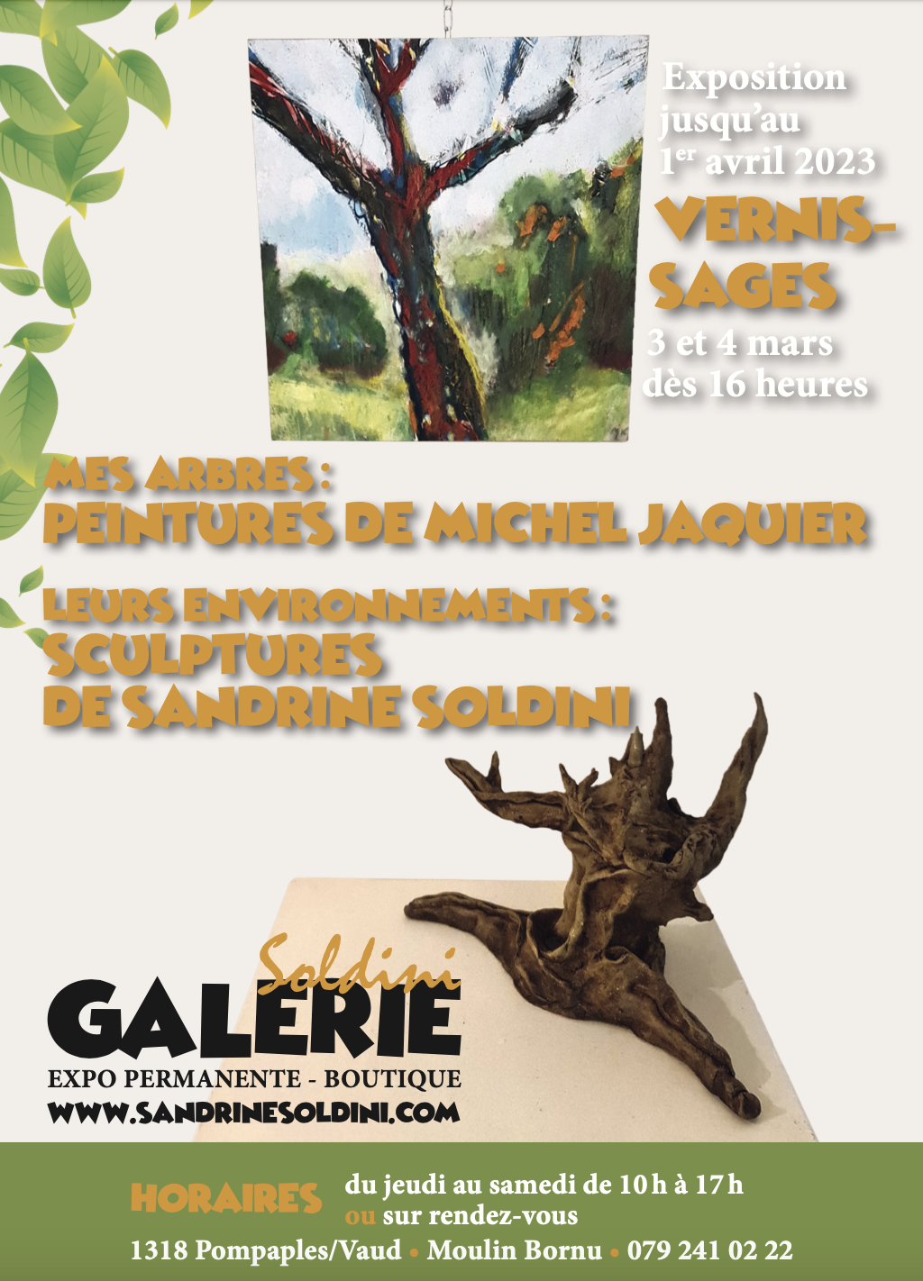 Mes arbres: peintures de Michel Jaquier, vernissages 3 & 4 mars